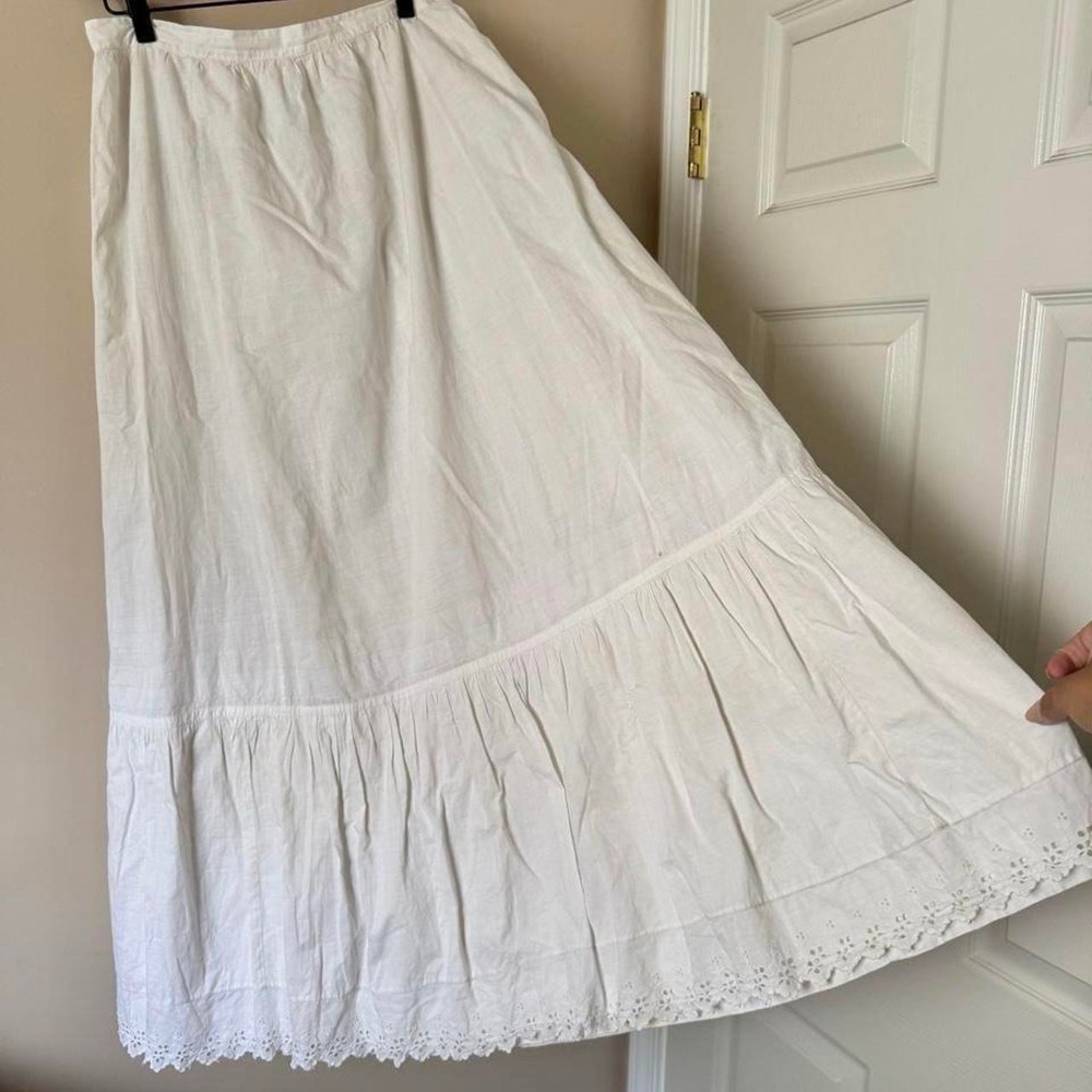 Antique Edwardian Cotton Petticoat Eyelet vintage skirt slip 28 waist